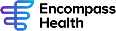 Logo with blue and purple gradient design featuring text on the right side