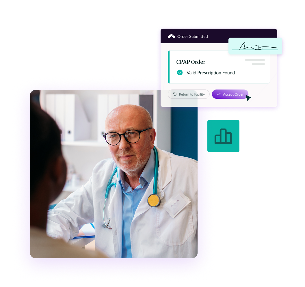 Doctor with patient discussing CPAP order prescription found valid